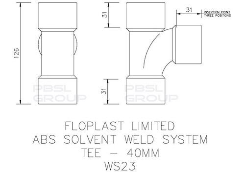 FloPlast Solvent Weld Waste Tee - 40mm Black