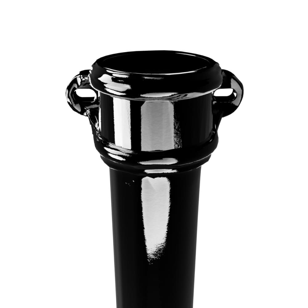 Cast Iron Round Eared Downpipe - Socket On One End - 65mm x 914mm Black