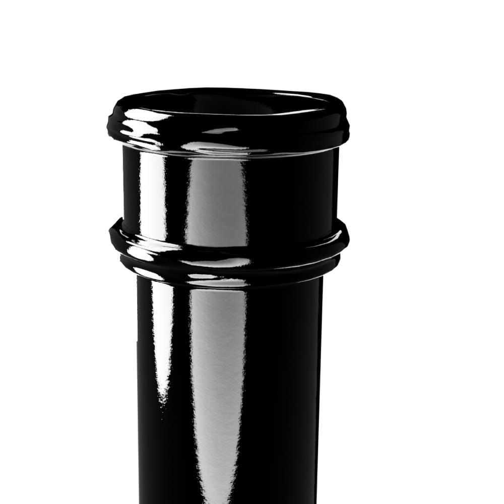 Cast Iron Round Non-Eared Downpipe - Socket On One End - 75mm x 1829mm Black