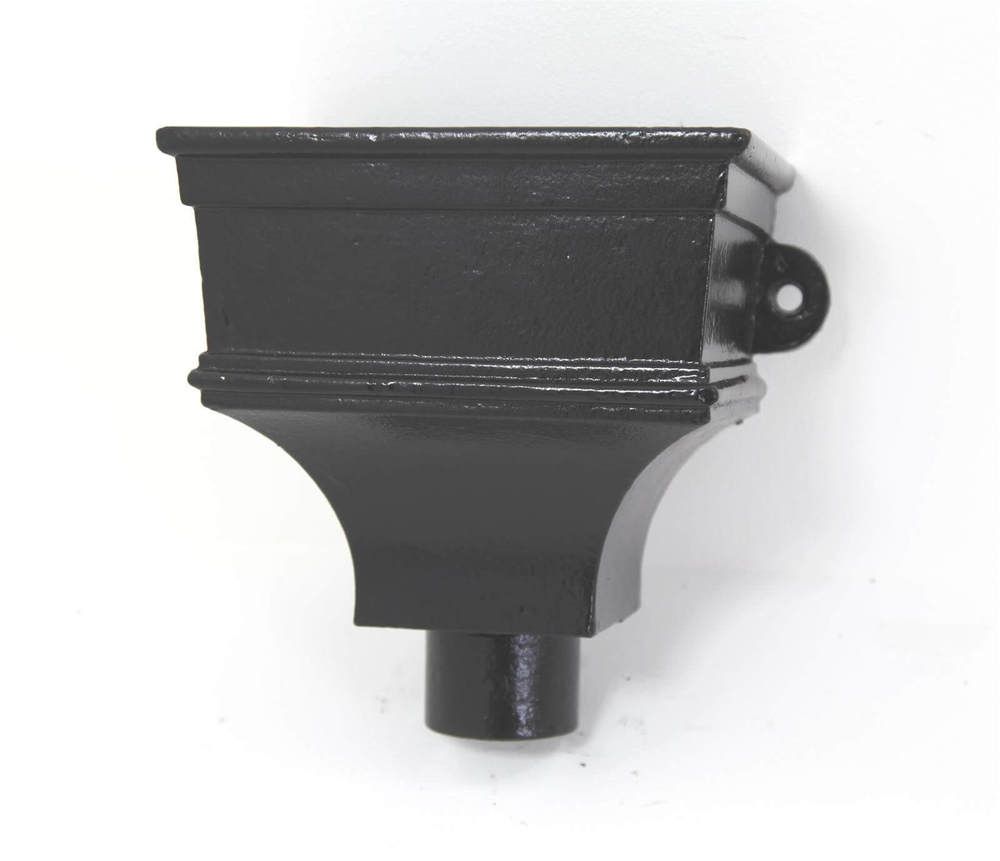 Cast Iron Round Downpipe Hopper Head Traditional Shallow Eared Outlet - 75mm Black