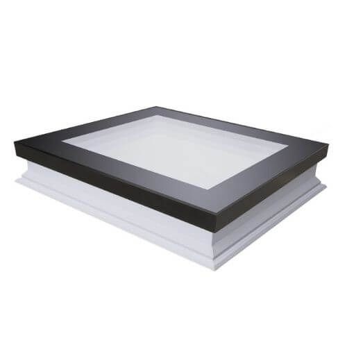 Type F Non Opening Flat Roof Window - 600mm x 600mm Quadruple Glazed Black