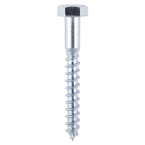 8mm x 80mm - Coach Screw Hexagon DIN 571 - BZP - Bag of 48