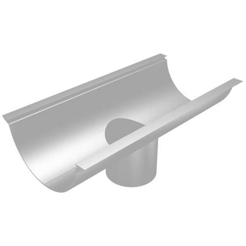 Aluminium Beaded Half Round Gutter Running Outlet - 125mm for 101mm x 76mm Rectangular Downpipe PPC Finish