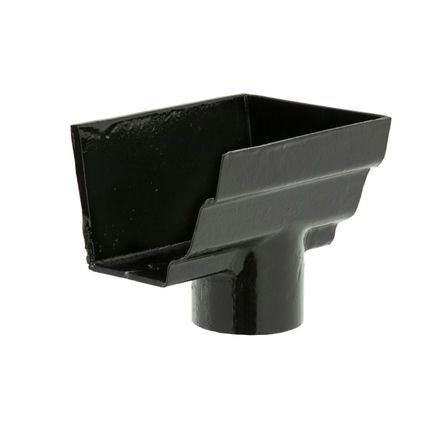 Cast Iron H16 Ogee Gutter Stopend Outlet Socketed - 150mm for 75mm Downpipe Black