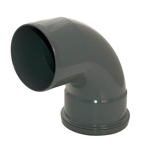 FloPlast Ring Seal Soil Bend Single Socket - 92.5 Degree x 110mm Anthracite Grey