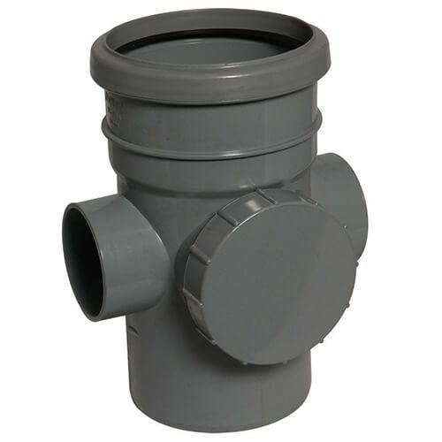 FloPlast Ring Seal Soil Access Pipe Single Socket - 110mm Anthracite Grey