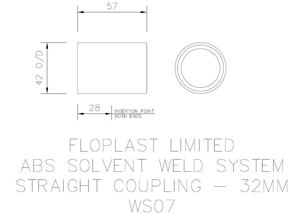 FloPlast Solvent Weld Waste Coupling - 32mm Grey - Pack of 25