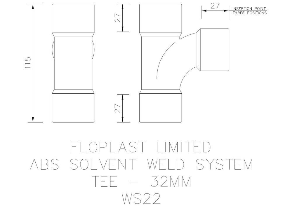 FloPlast Solvent Weld Waste Tee - 32mm Grey - Pack of 5