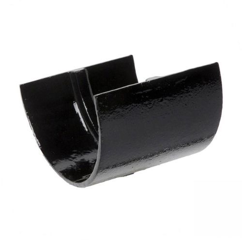 Cast Iron Deep Half Round Gutter Union - 125mm Black