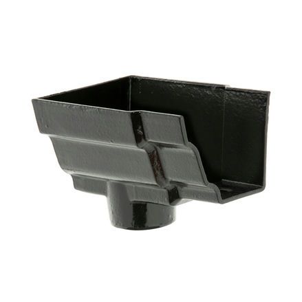 Cast Iron H16 Ogee Gutter Stopend Outlet Spigoted - 125mm for 65mm Downpipe Black