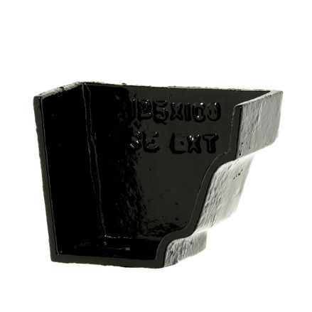 Cast Iron H16 Ogee Gutter External Stopend - 125mm Black