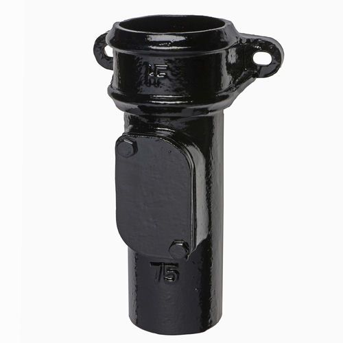 Cast Iron Round Downpipe Eared Access Pipe - 150mm Black