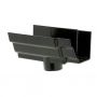 Cast Iron H16 Ogee Gutter Running Outlet - 125mm for 75mm Downpipe Black