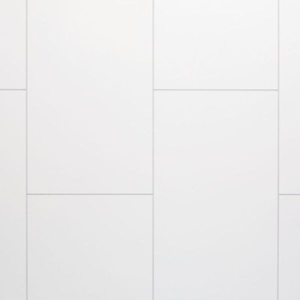 Bathroom Wall Panel - 1000mm x 2400mm x 10mm Grout Line Large White Tile