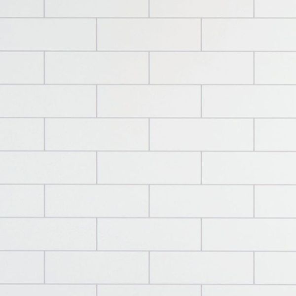 Bathroom Wall Panel - 1000mm x 2400mm x 10mm Grout Line White London Tile