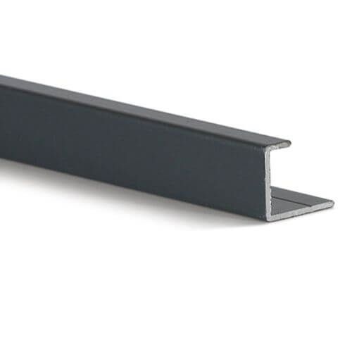 Guardian Internal Cladding Aluminium Edge Trim - 2400mm Black - For 10mm Bathroom/Shower/Kitchen/Ceiling Panels