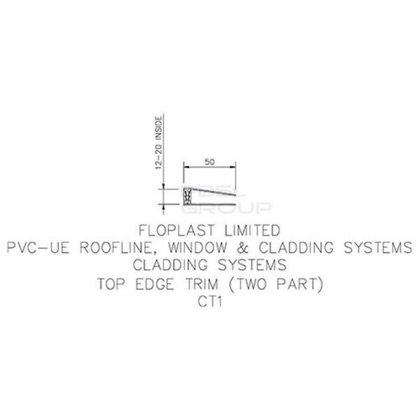 FloPlast Shiplap Cladding Two Part Top Edge Trim - 5mtr White