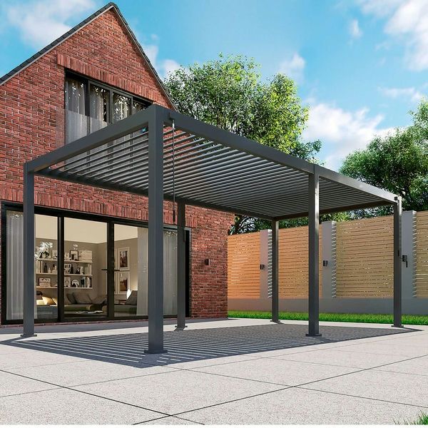 Proteus Aluminium Pergola - 6000mm x 3000mm Rectangular - Slate Grey