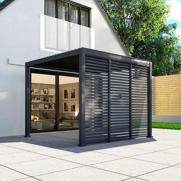 Proteus Slate Grey Aluminium Pergola 1000mm Louvre Panel For 3m Side