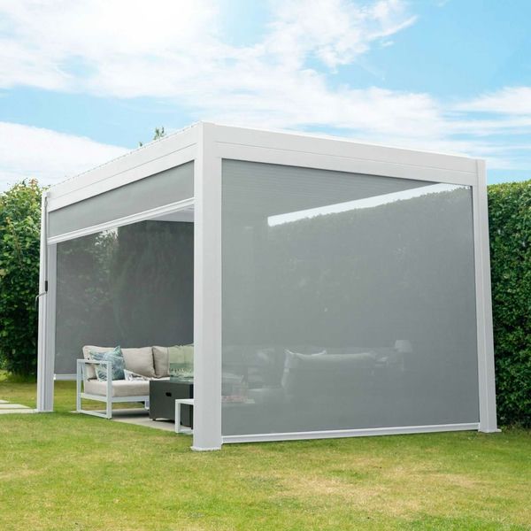Proteus Pebble Grey Aluminium Pergola 3m Privacy Screen