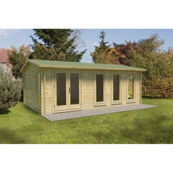 Blakedown Log Cabin - Felt Shingle Underlay Double Glazed - 6000mm x 4000m