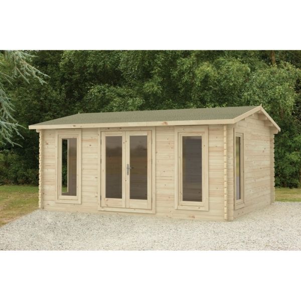 Rushock Log Cabin - 24kg Polyester Felt No Underlay Double Glazed - 5000mm x 4000mm