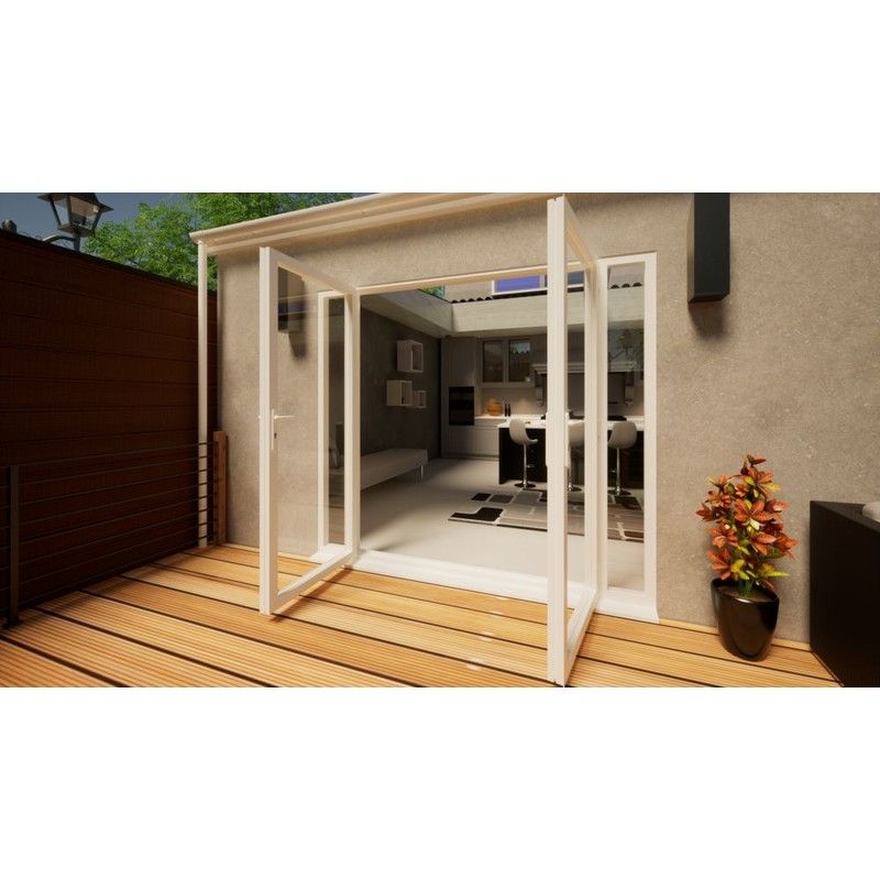 Aluminium French Door Part Q Compliant - 1800mm White Open Out - 2x 300mm Sidescreens
