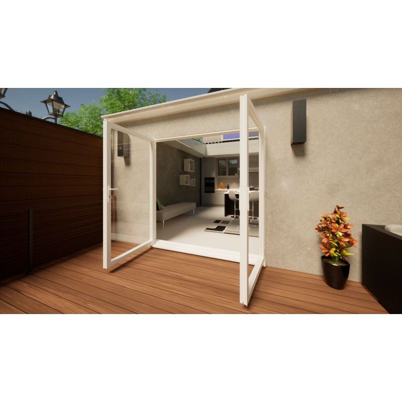 Aluminium French Door Part Q Compliant - 2100mm White - Open Out