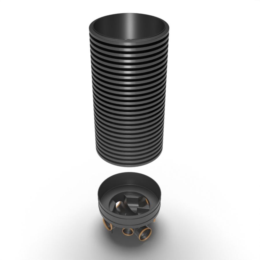 Inspection Chamber Set - 600mm Diameter x 1960mm Depth with 160mm Channel & 110mm Inlets