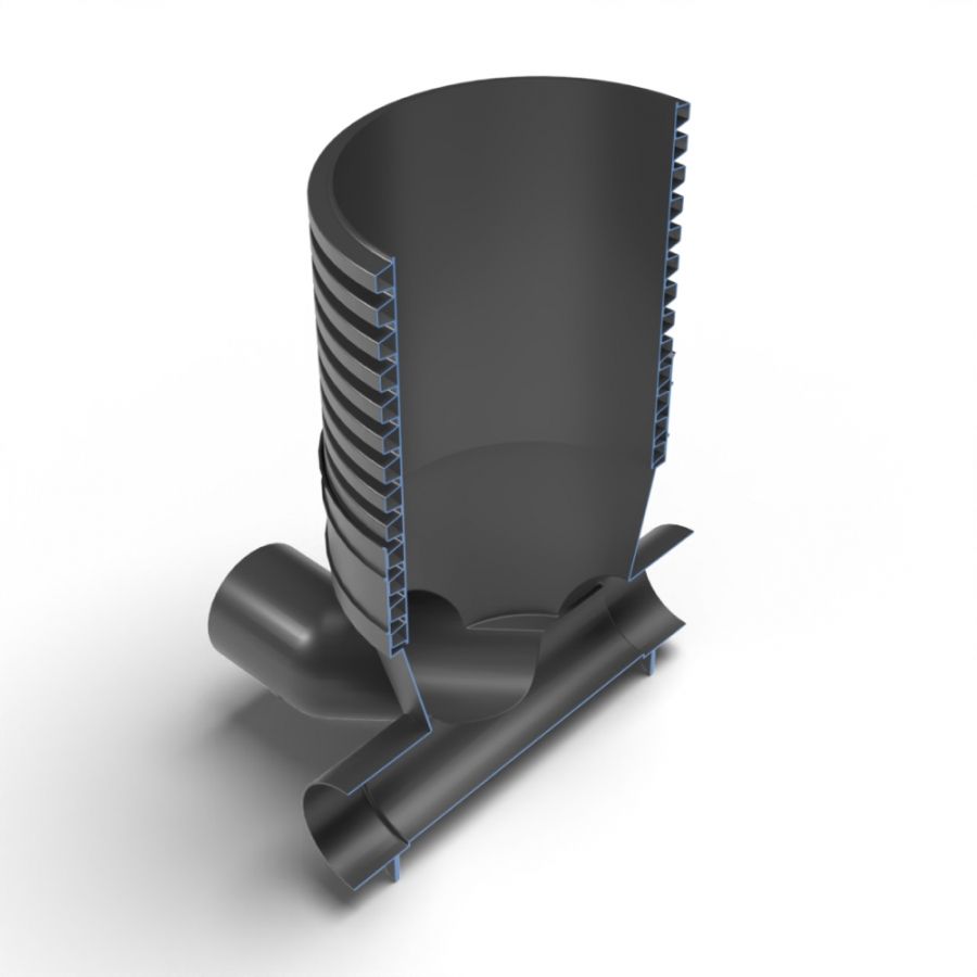 Inspection Chamber Set - 600mm Diameter x 1090mm Depth with 225mm Channel & 225mm Inlets