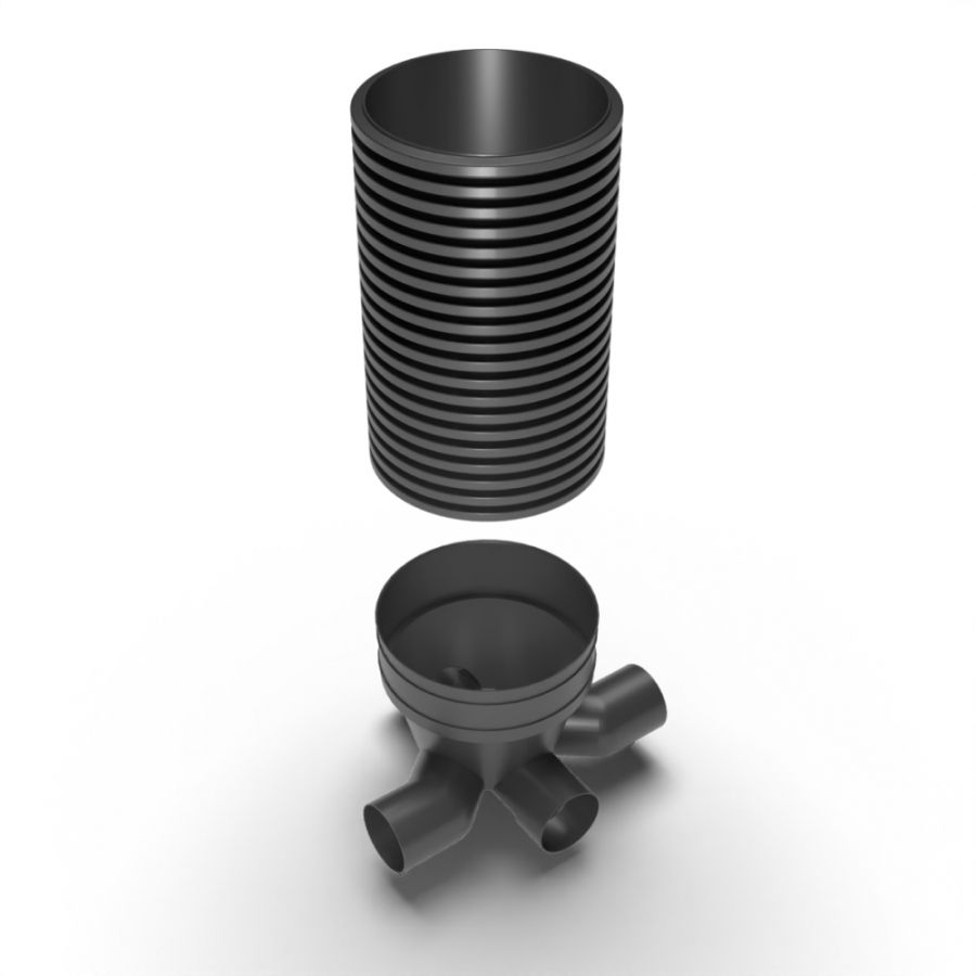 Inspection Chamber Set - 600mm Diameter x 1570mm Depth with 225mm Channel & 225mm Inlets
