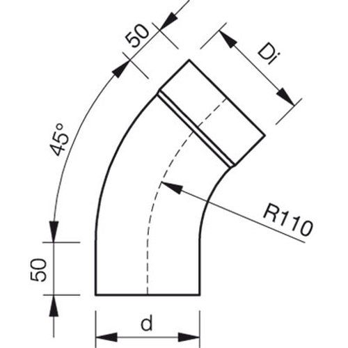 Lindab Steel Downpipe Bend with Socket 45 - 75mm Silver Metallic