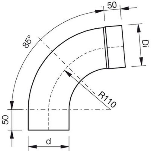 Lindab Steel Pipe Bend with Socket 85 - 87mm Graphite