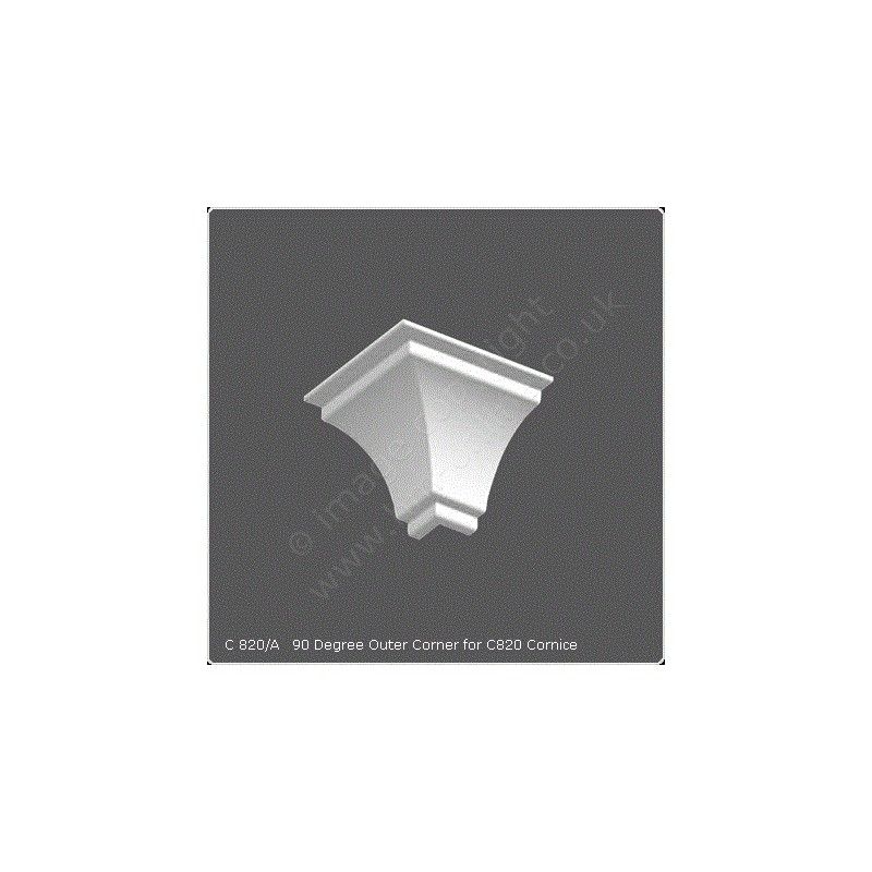 Cornice Moulding Exterior Angle - 90 Degree for C820 Cornice White