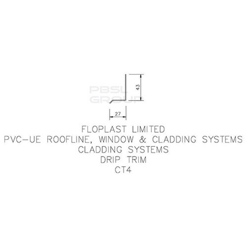 FloPlast Shiplap Cladding Drip Trim - 5mtr White