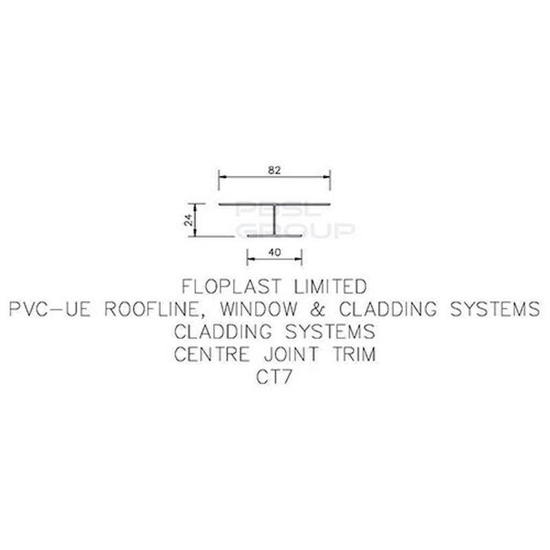 FloPlast Shiplap Cladding Centre Joint Trim - 5mtr Anthracite Grey Woodgrain
