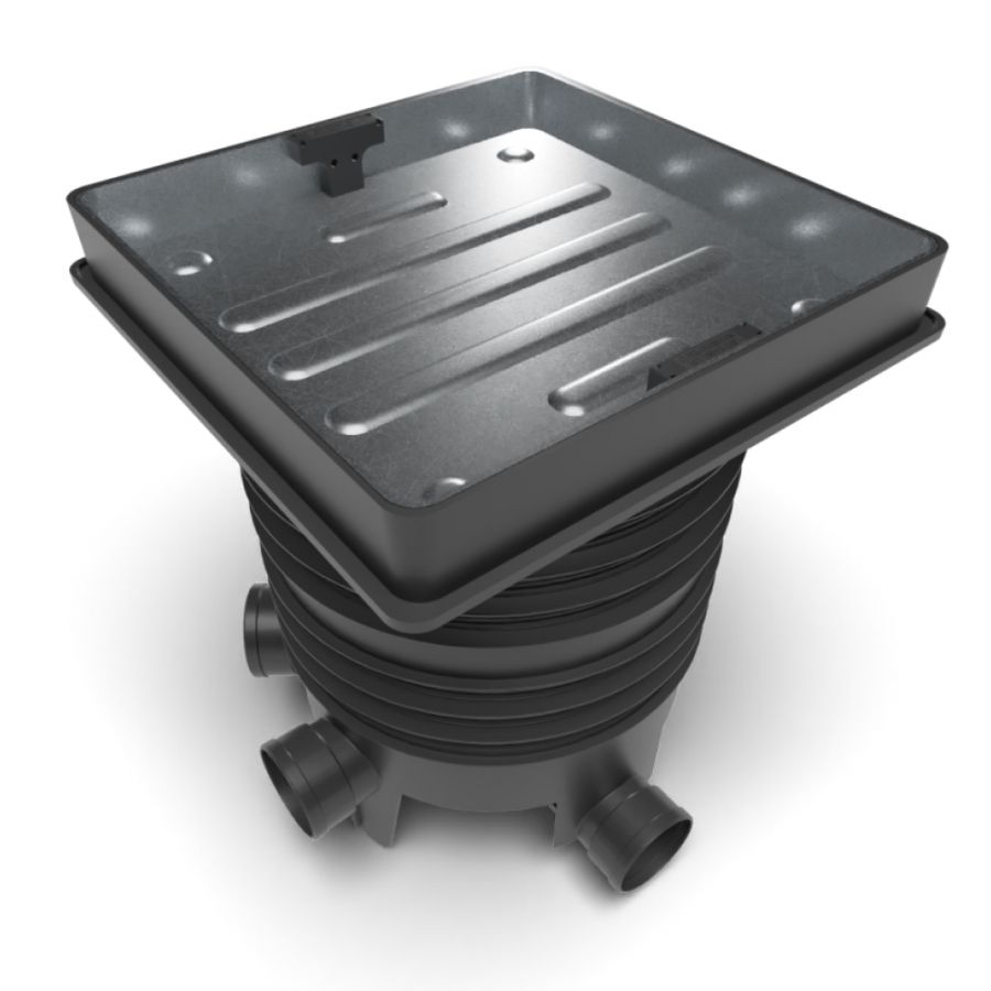 FloPlast Inspection Chamber Set with 80mm Deep Block Paviour/ Paving Slab Cover - 450mm Diameter