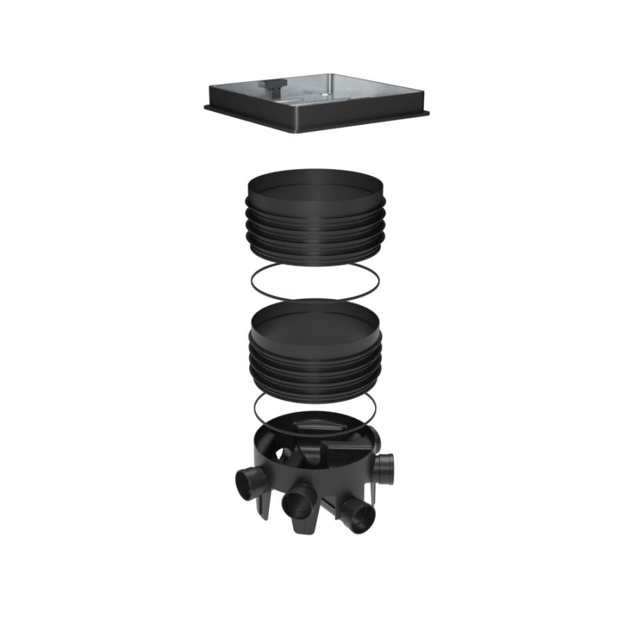 FloPlast Inspection Chamber Set with 80mm Deep Block Paviour/ Paving Slab Cover - 450mm Diameter