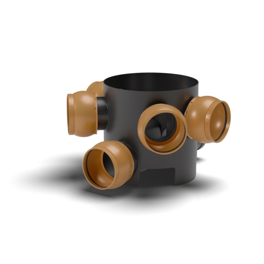 FloPlast Inspection Chamber Base 5 Adjustable Inlets - 45 Degree x 300mm Diameter