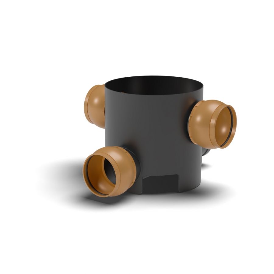 FloPlast Inspection Chamber Base 3 Adjustable Inlets - 90 Degree x 300mm Diameter