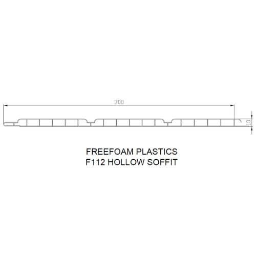 300mm Black Ash Hollow Soffit Board - 10mm x 5mtr