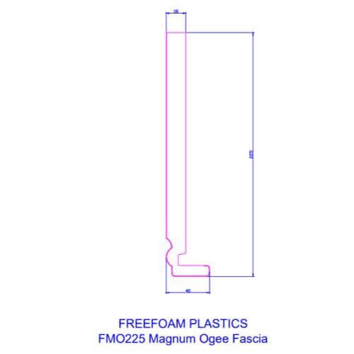 225mm White Ogee Fascia Board - 18mm x 5mtr