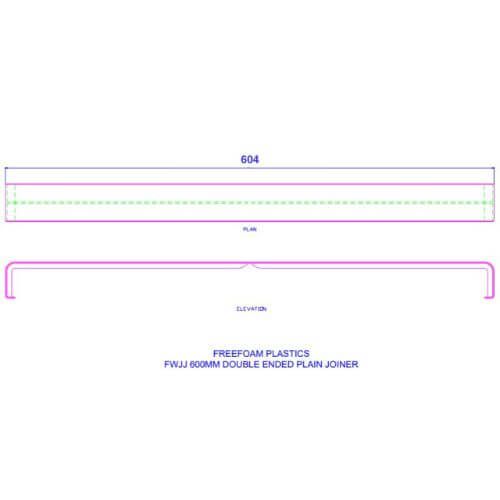 Black Ash Woodgrain Fascia Double End Joint Trim - 600mm x 47mm