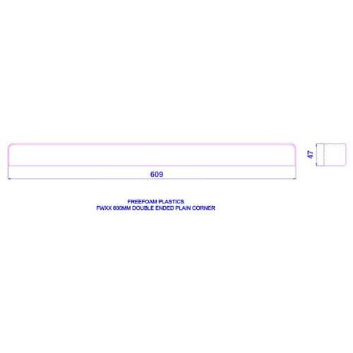 White Fascia Board Double End Corner - 600mm x 45mm