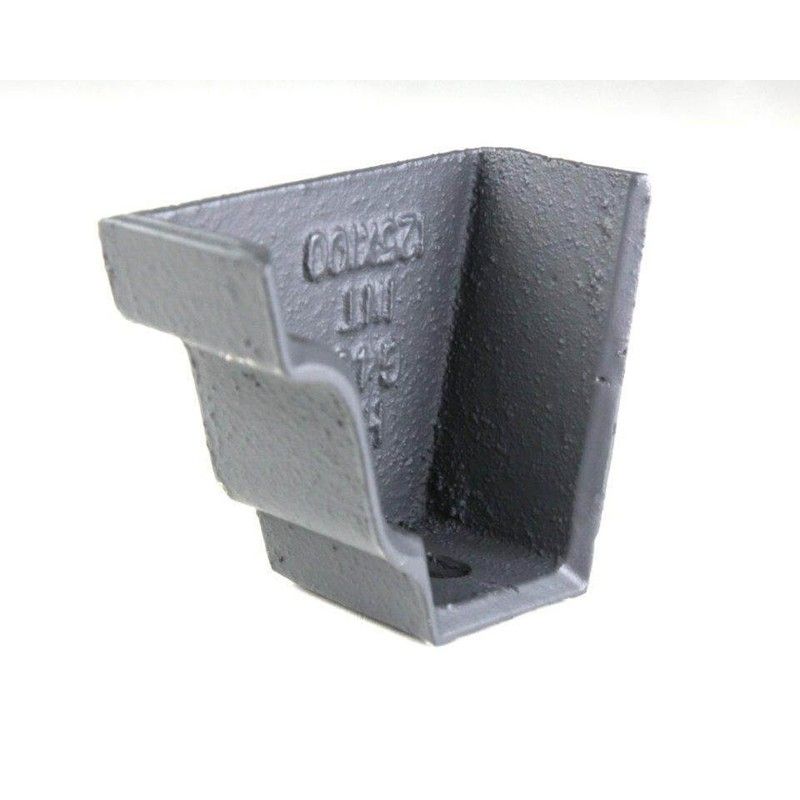 Cast Iron Moulded Ogee Gutter Left Hand Internal Stopend - 100mm Primed