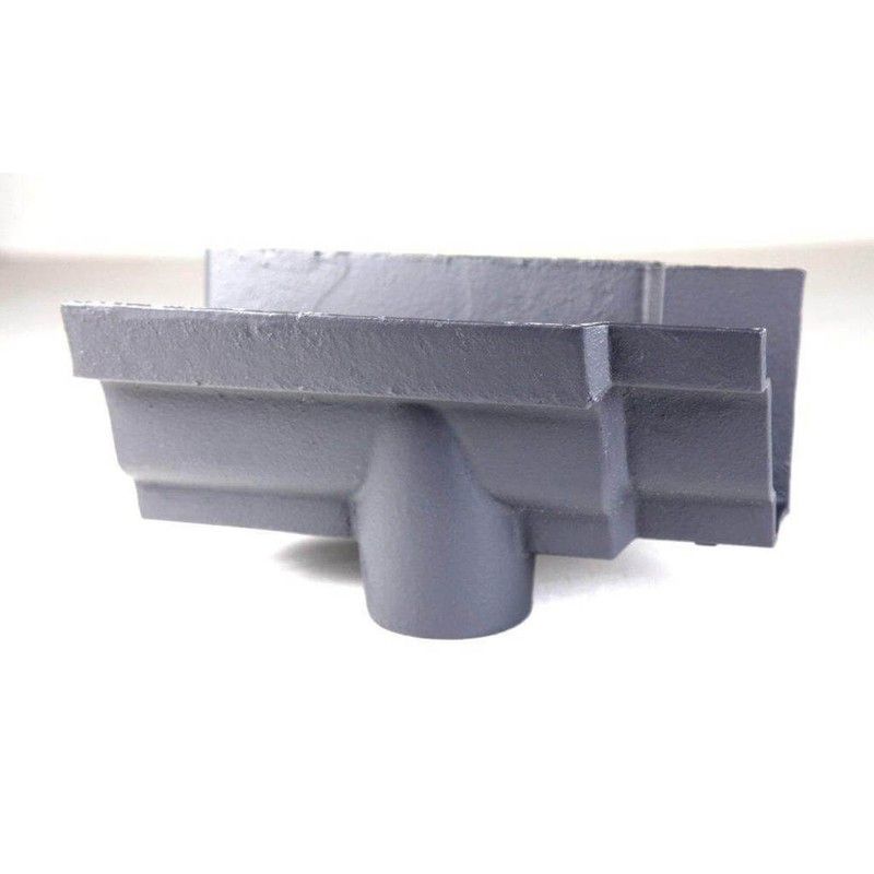 Cast Iron Moulded Ogee Gutter Running Outlet - 125mm for 65mm Downpipe Primed