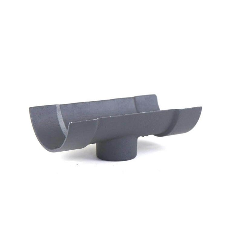 Cast Iron Half Round Gutter Running Outlet - 125mm for 65mm Downpipe Primed