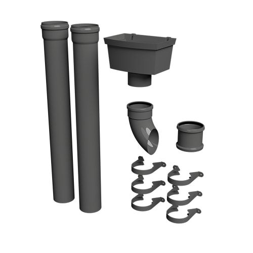 FloPlast 110mm Industrial/Xtraflo Downpipe Kit - Hopper - Grey