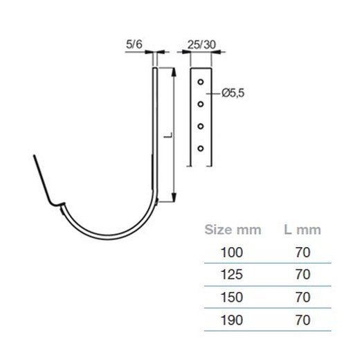 Lindab Steel Gutter 70mm Flex-Fit Fascia Bracket - 125mm Antique White