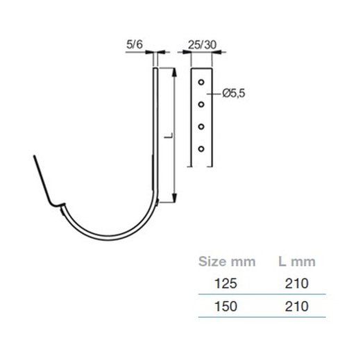 Lindab Steel Gutter 210mm Flex-Fit Rafter Bracket - 150mm Coffee Brown